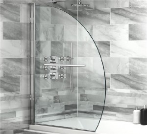 Curved Oval EasyClean Shower Bath Screen with Towel Rail - 1000mm
